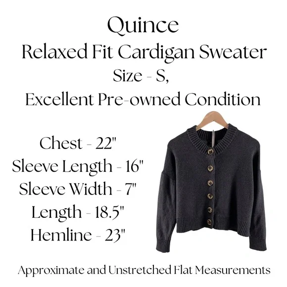 Quince Organic Cotton Navy Cropped Cardigan Button Front Women's S Quiet Luxury - Picture 7 of 7